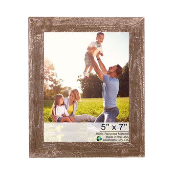 LuxxHomes  5" X 7" Rustic Farmhouse Brown Wood Frame