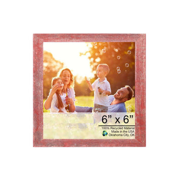 LuxxHomes  6” X 6” Rustic Farmhouse Red Wood Frame