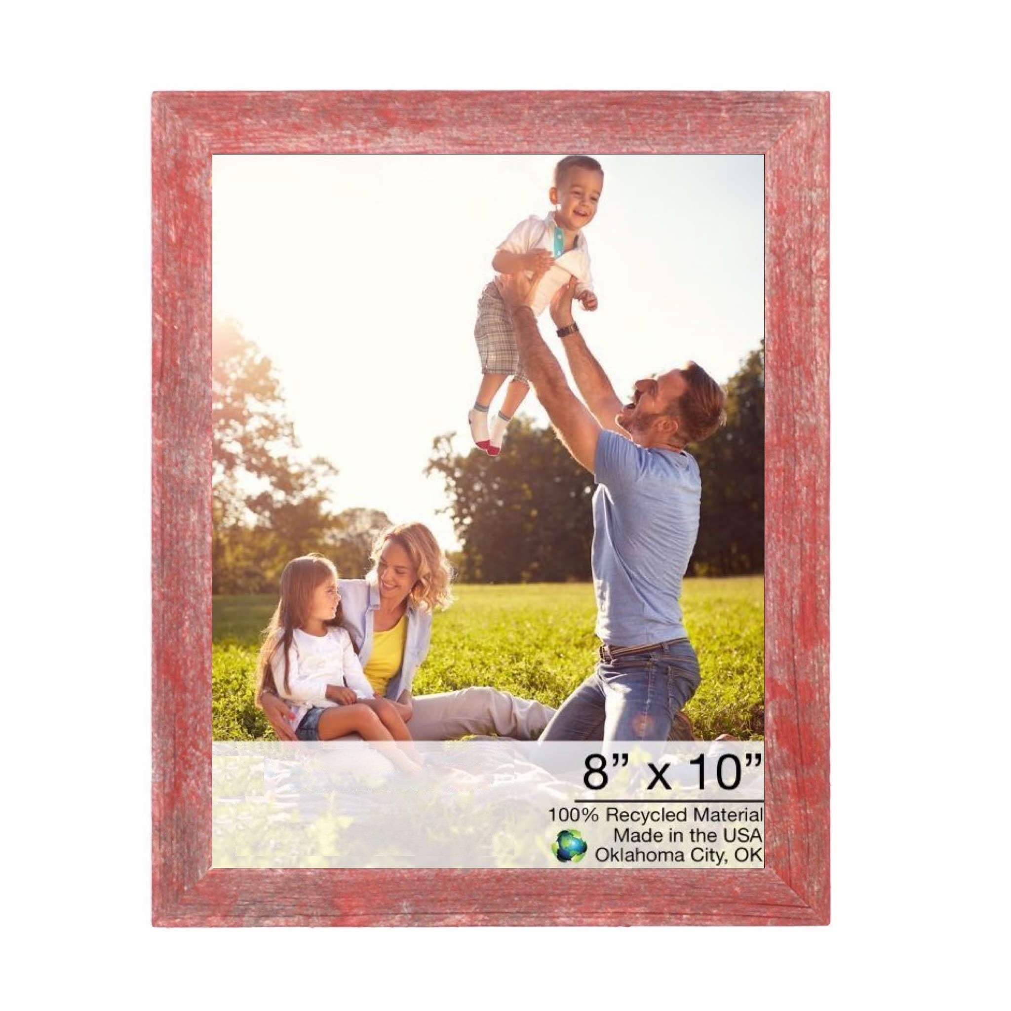 LuxxHomes  8” X 10” Rustic Farmhouse Red Wood Frame