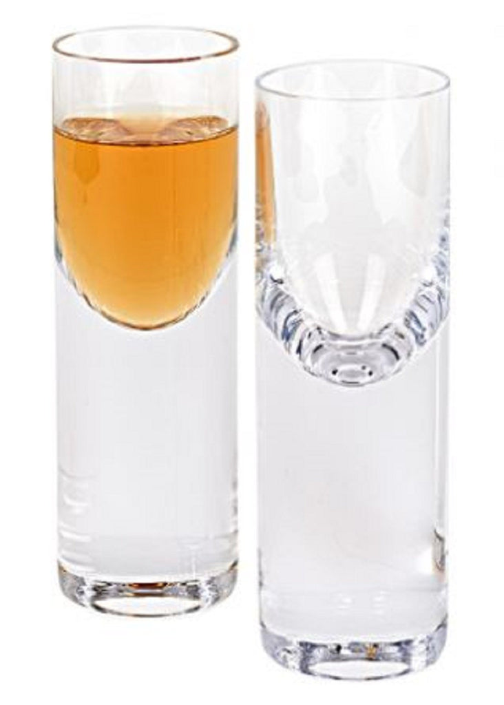 LuxxHomes  Set Of 2 Mouth Blown Crystal Long Shot Glasses