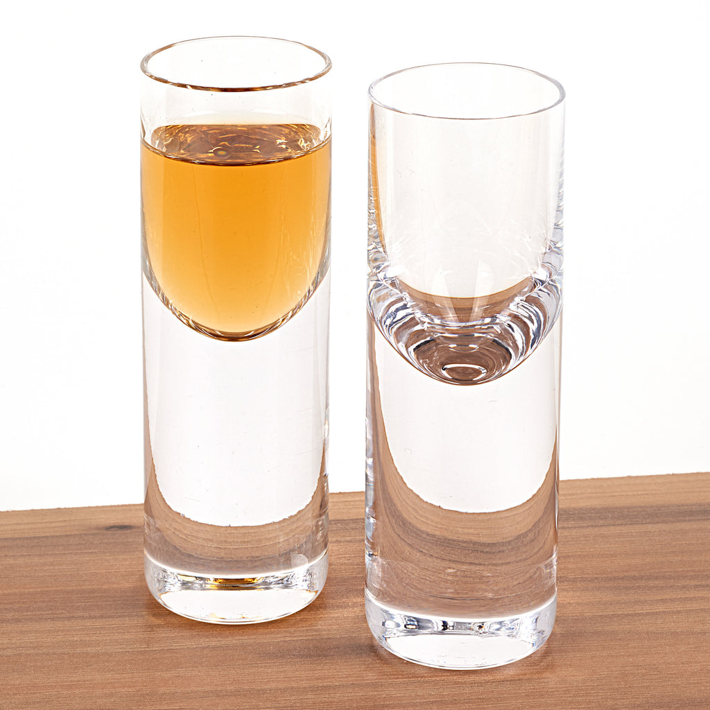 LuxxHomes  Set Of 2 Mouth Blown Crystal Long Shot Glasses