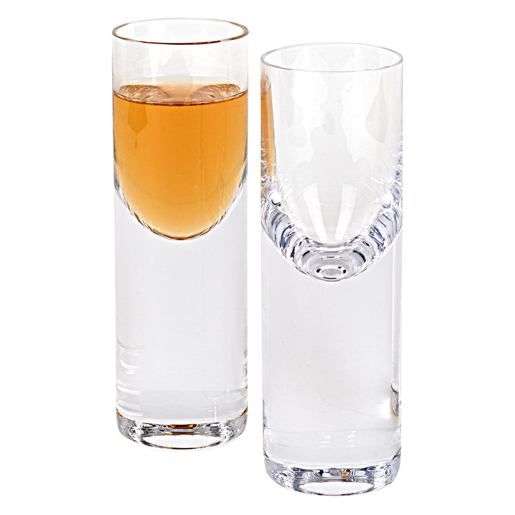 LuxxHomes  Set Of 2 Mouth Blown Crystal Long Shot Glasses