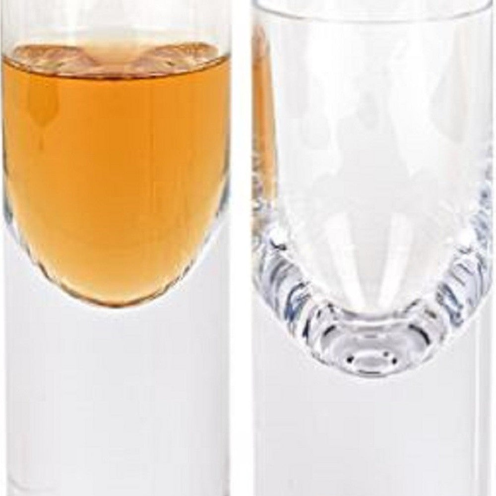 LuxxHomes  Set Of 2 Mouth Blown Crystal Long Shot Glasses