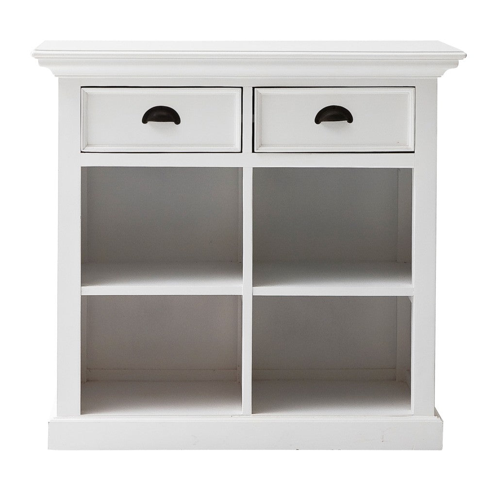 35" White Accent Cabinet With Two Drawers and Baskets