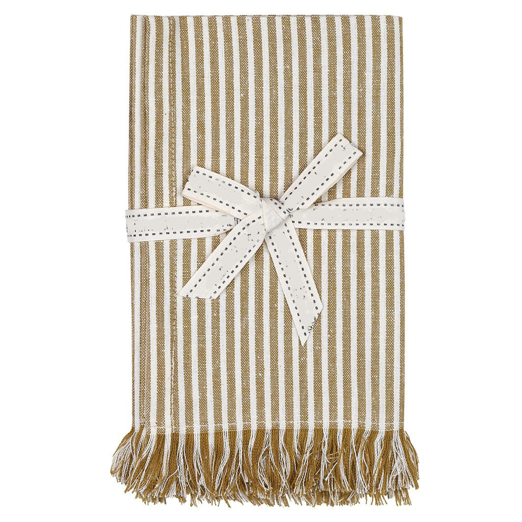 Set Of Eight Ochre Stripe Napkins