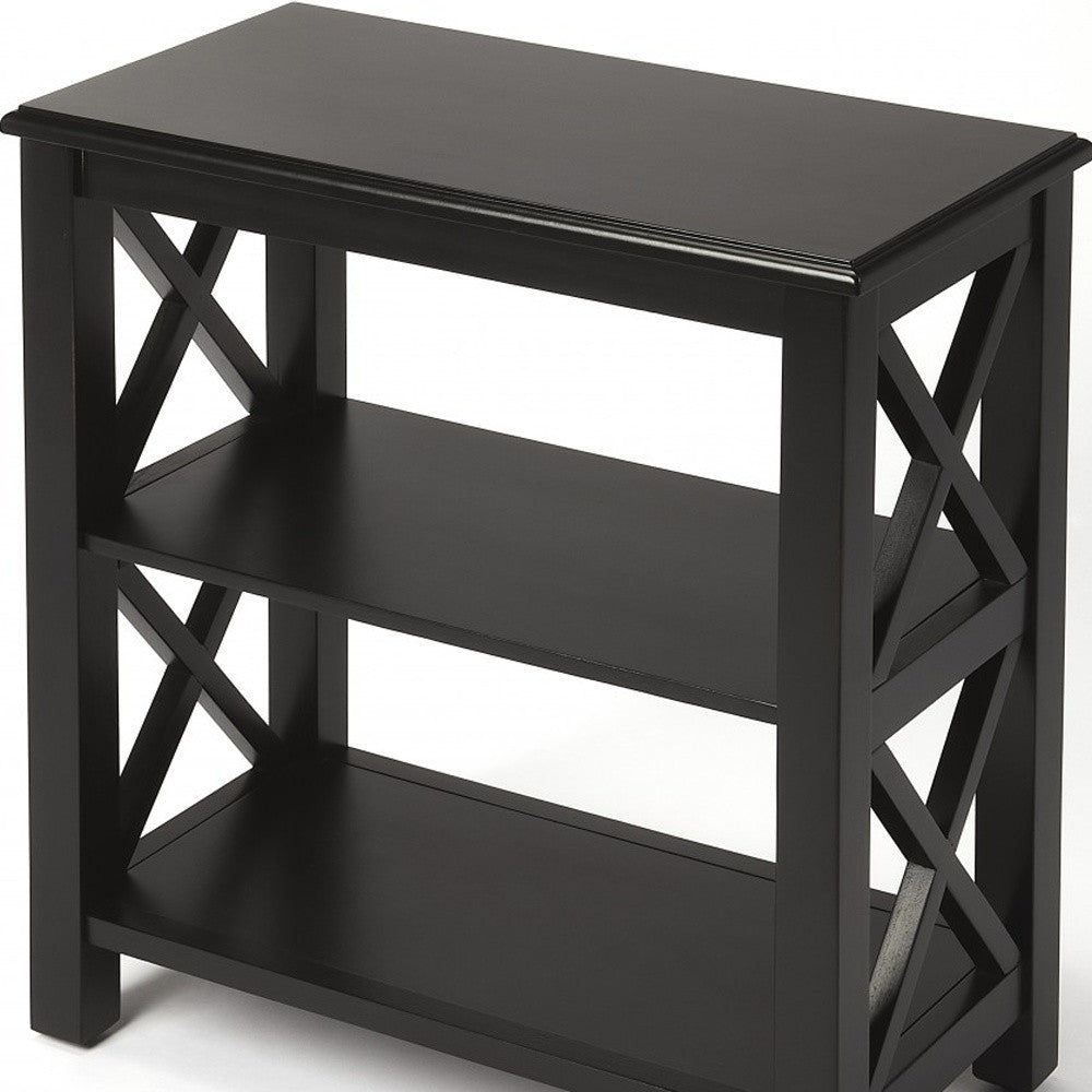 25" Black Two Tier Standard Bookcase