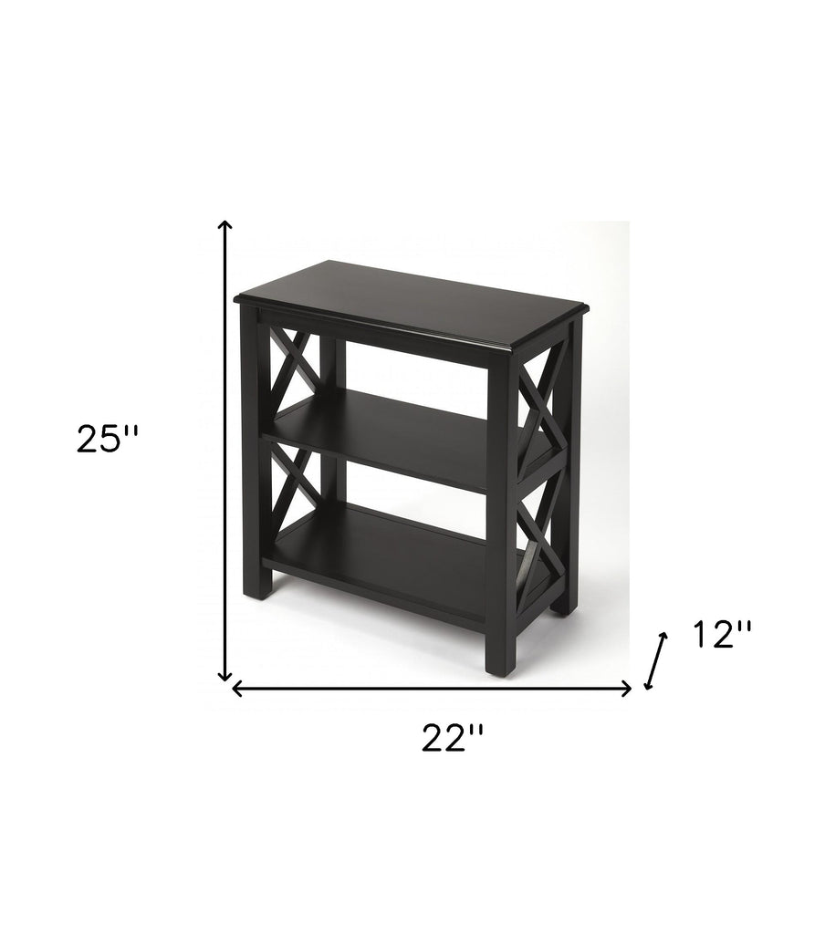 25" Black Two Tier Standard Bookcase