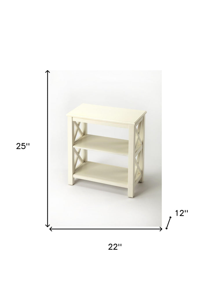 25" White Wood Bookcase