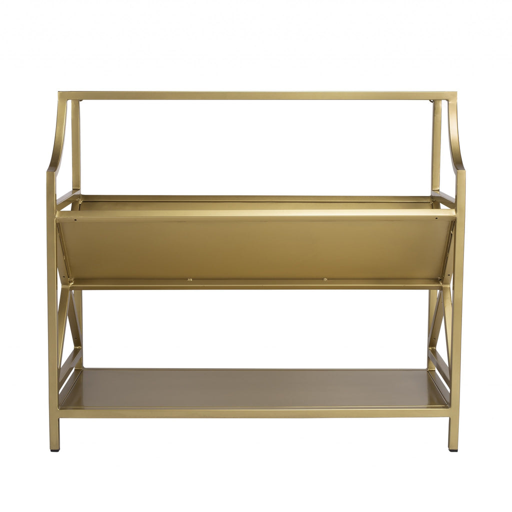 32" Gold Iron Two Tier Standard Bookcase