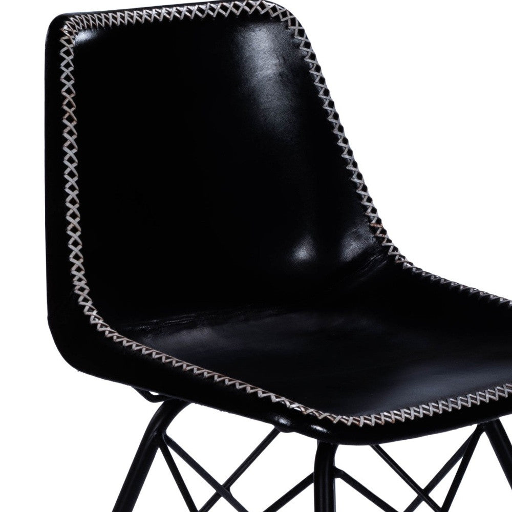 18" Black Faux Leather Side Chair