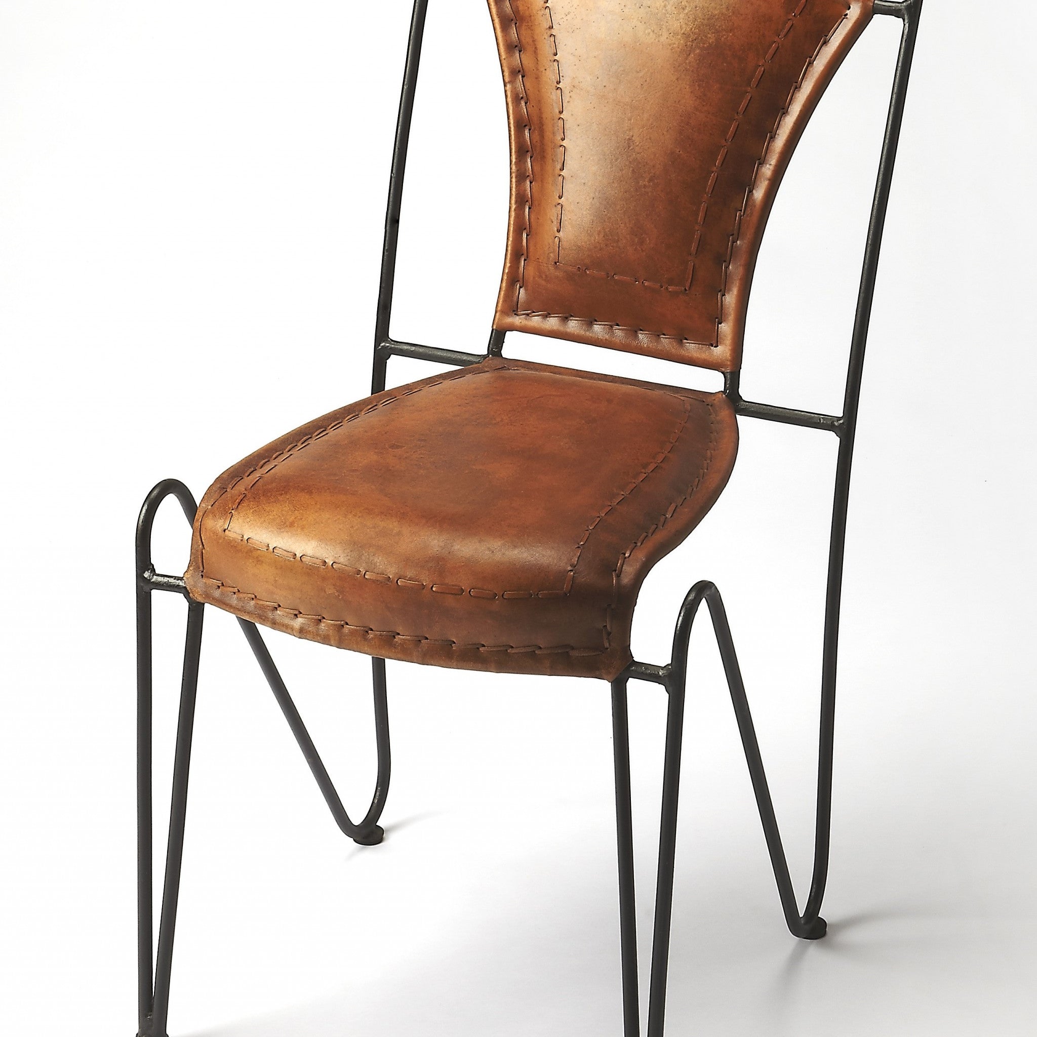 18" Brown Faux Leather Side Chair