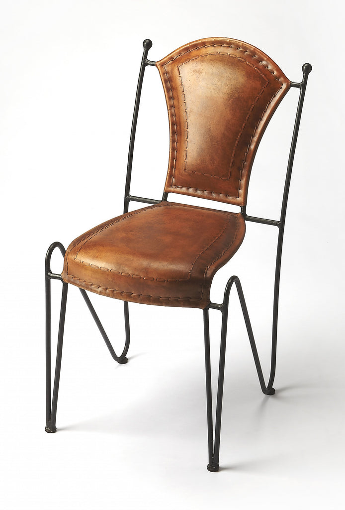 18" Brown Faux Leather Side Chair