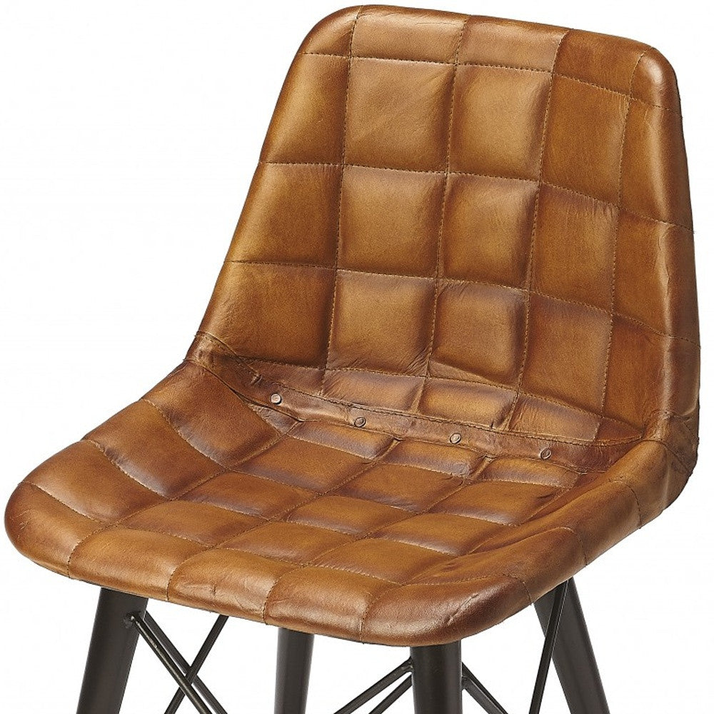 18" Brown Faux Leather Tufted Side Chair