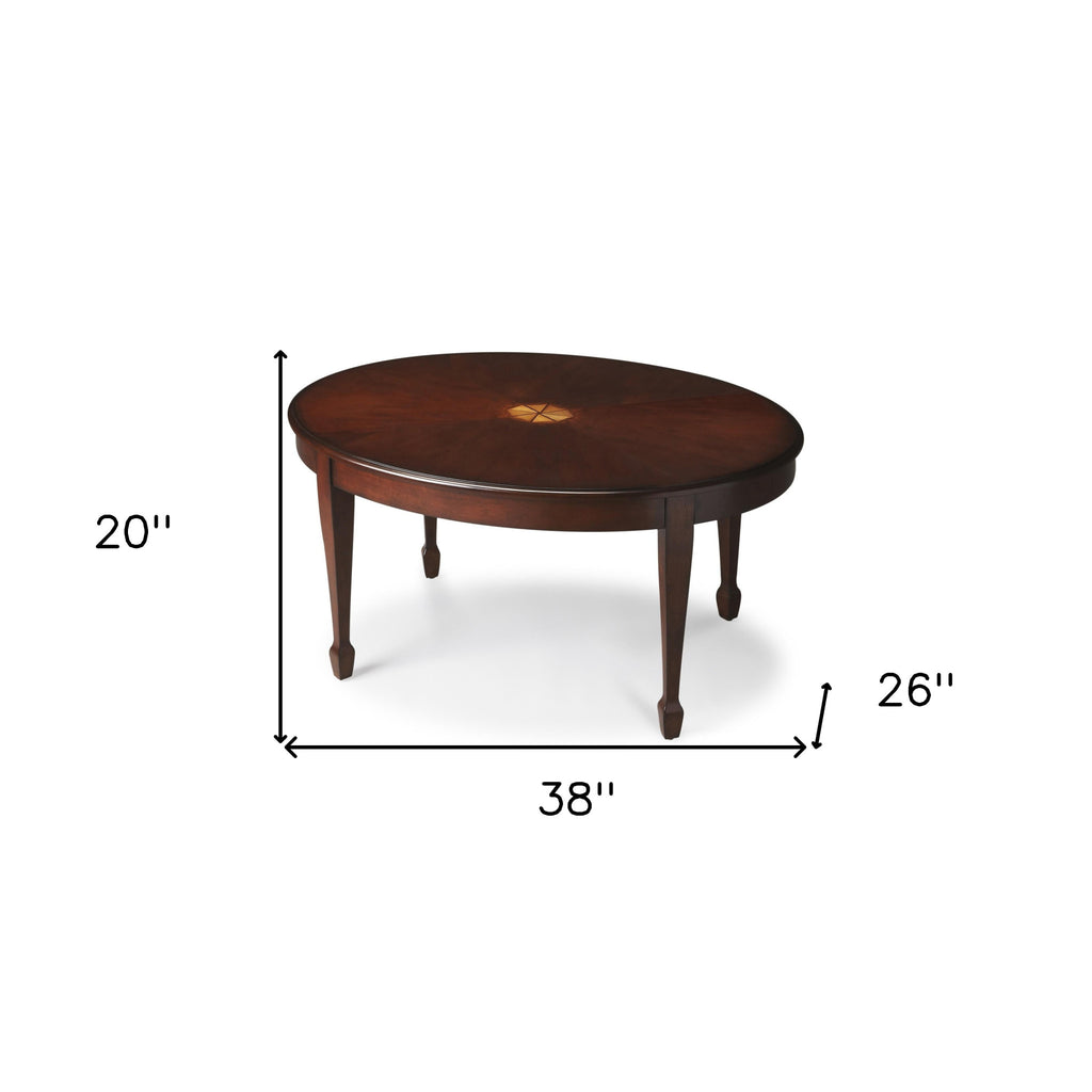 38" Dark Brown And Brown Oval Coffee Table