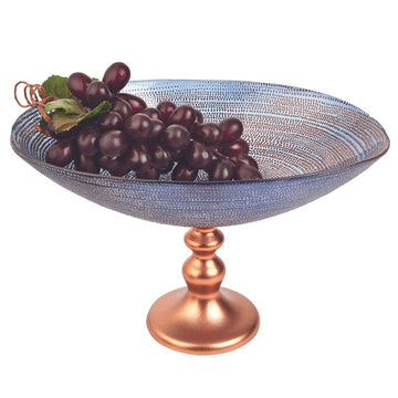 LuxxHomes  Handcrafted European Glass Centerpiece Low Footed Bowl