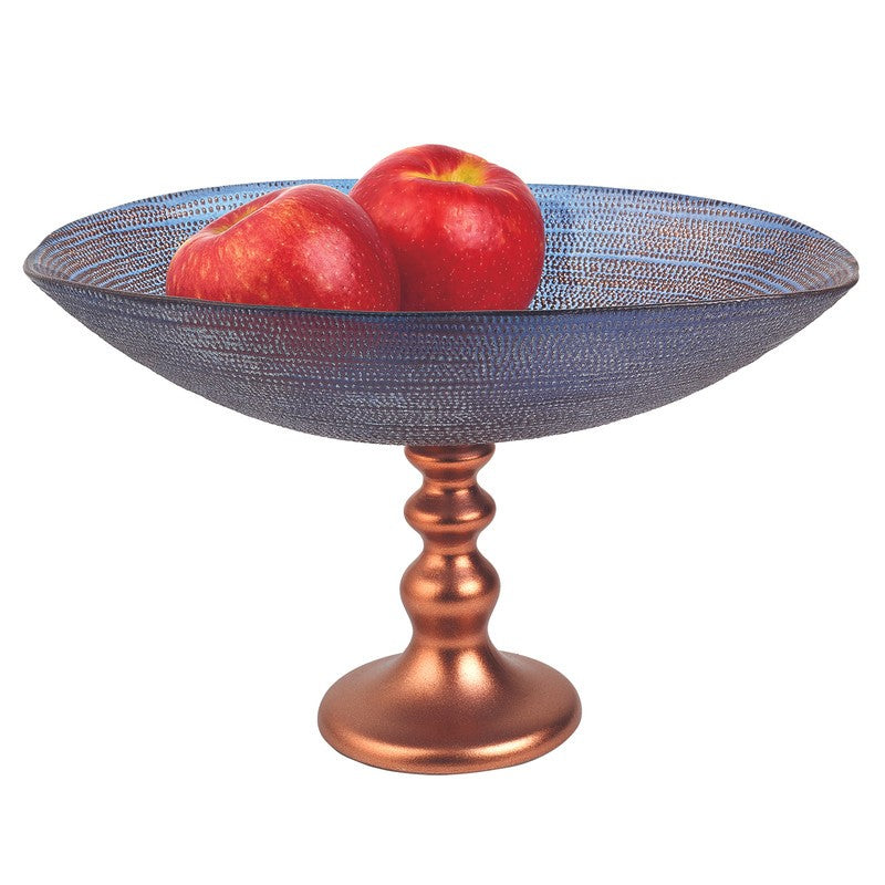 LuxxHomes  Handcrafted European Glass Centerpiece Footed Bowl