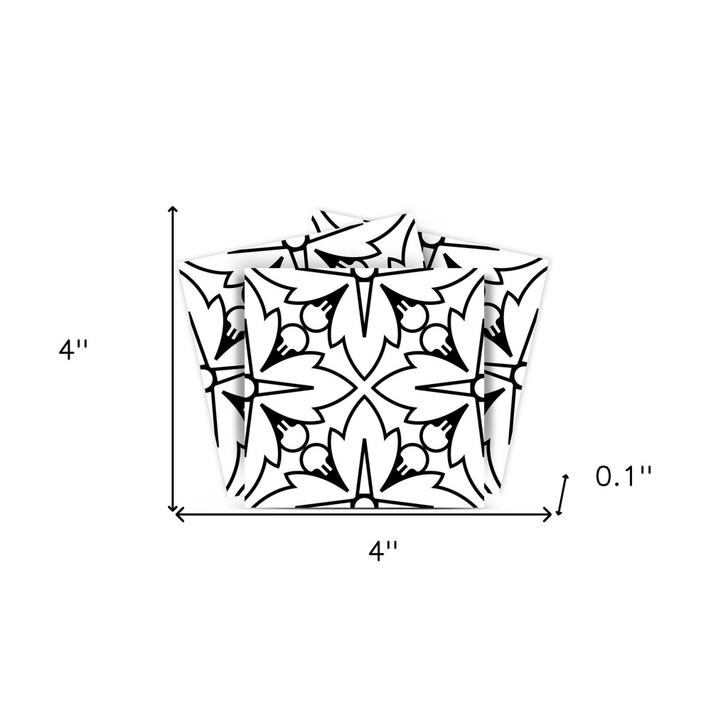 LuxxHomes  4" X 4" Black And White Silo Peel And Stick Removable Tiles