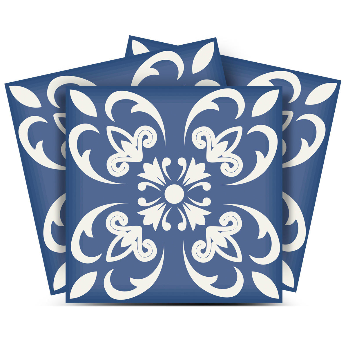 LuxxHomes  4" X 4" Wedgwood Blue And White Peel And Stick Removable Tiles