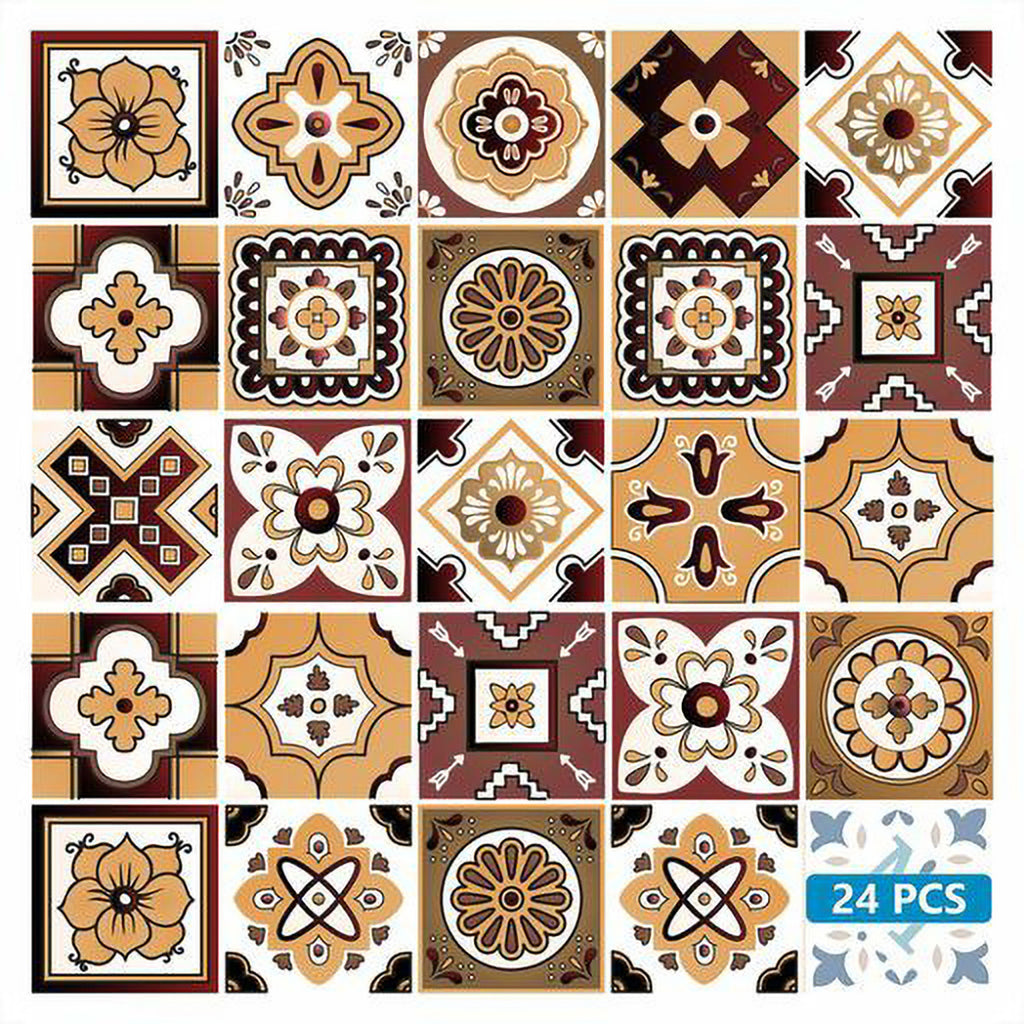 LuxxHomes  4" X 4" Shades Of Brown Mosaic Peel And Stick Removable Tiles