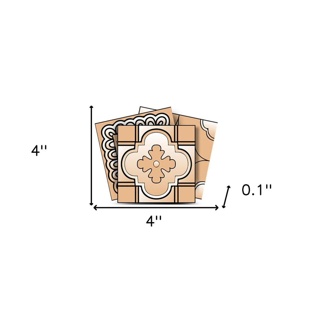 LuxxHomes  4" X 4" Shades Of Taupe Mosaic Peel And Stick Removable Tiles