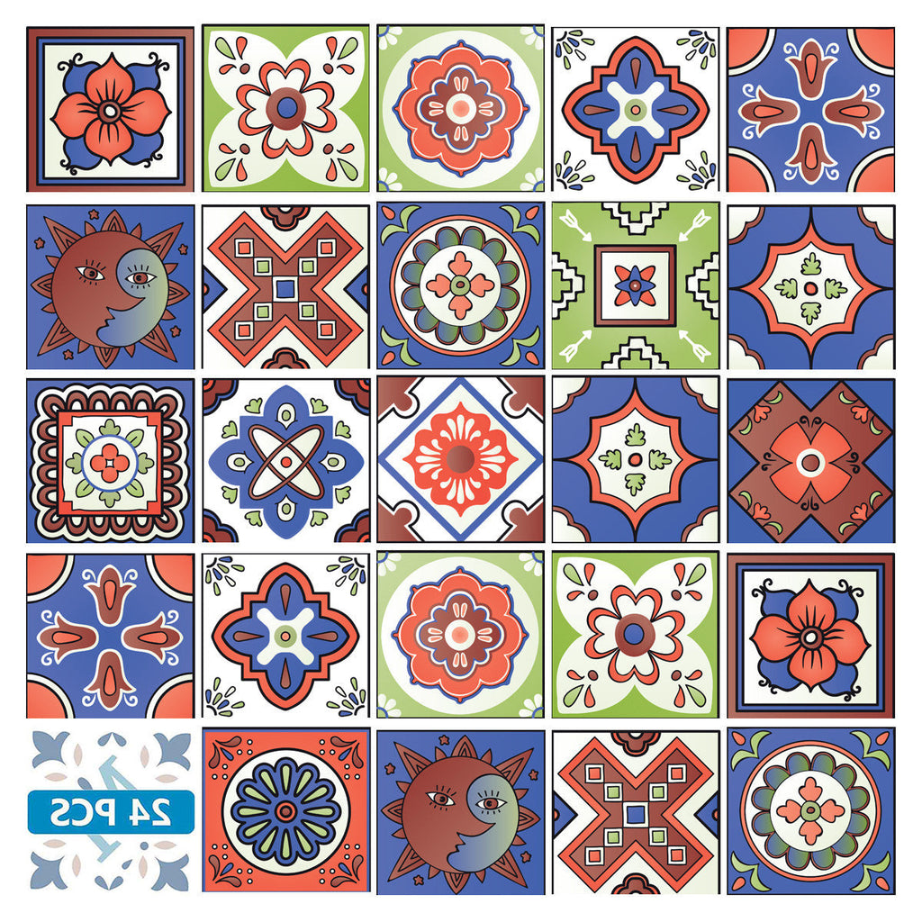 LuxxHomes  4" X 4" Mediterra Terra Cotta Mosaic Peel And Stick Removable Tiles