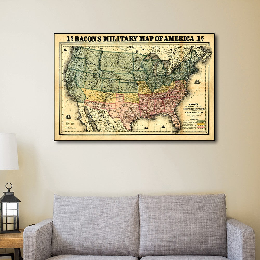 Vintage 1862 Civil War Map Unframed Print Wall Art