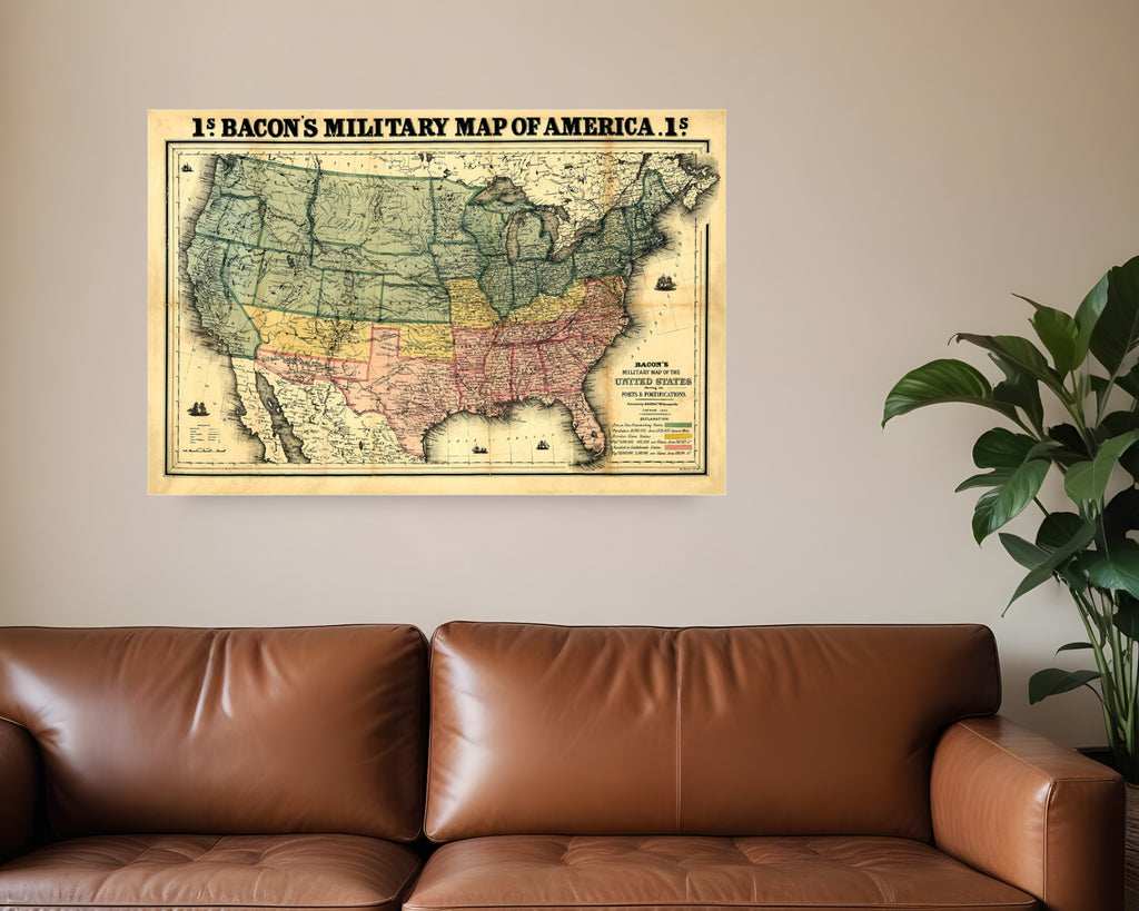 Vintage 1862 Civil War Map Unframed Print Wall Art