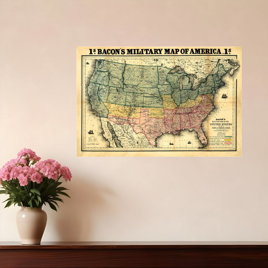 Vintage 1862 Civil War Map Unframed Print Wall Art