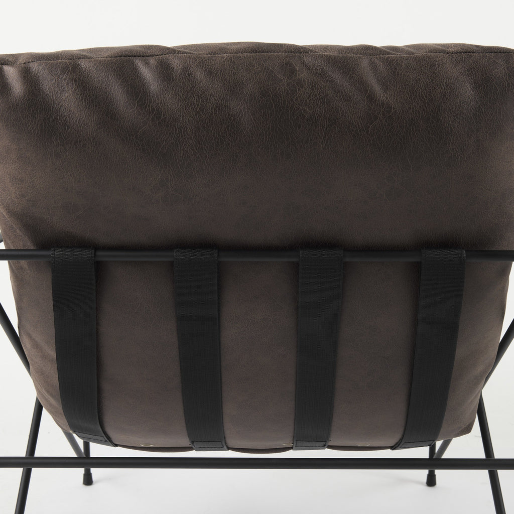 Black Faux Leather Contemporary Metal Chair