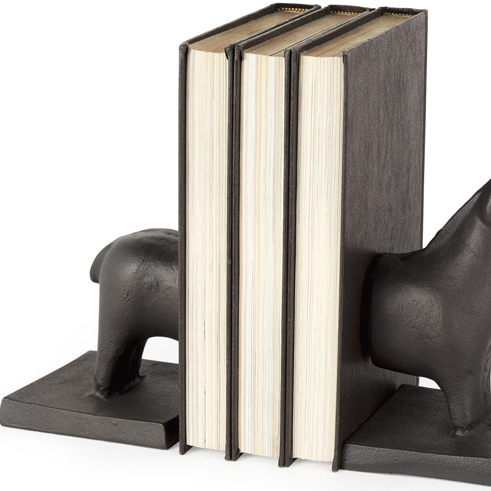 Black Cast Aluminum Horse Shaped Bookends