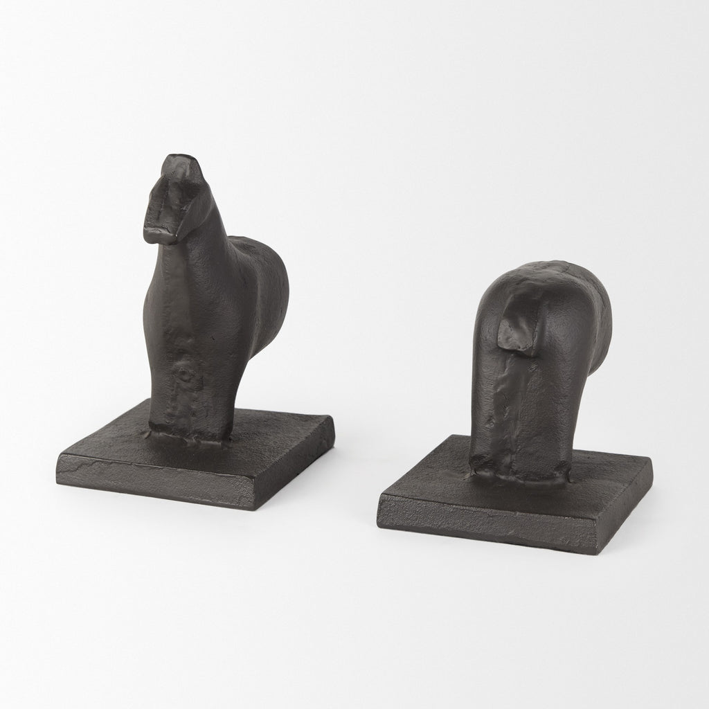 Black Cast Aluminum Horse Shaped Bookends