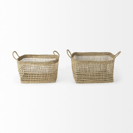 Set of Two 15" Natural Wicker Basket