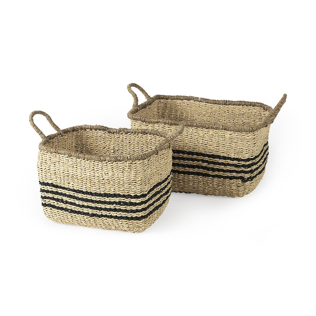 Set of Two 13" Natural Wicker Basket