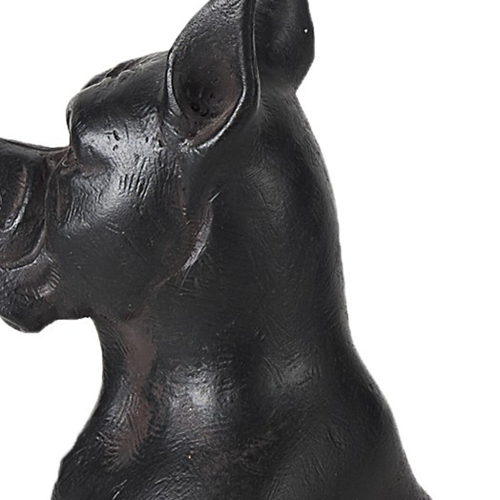 Black Resin Boxer Dog Shaped Decor Piece