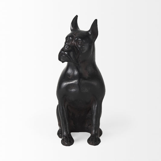 Black Resin Boxer Dog Shaped Decor Piece