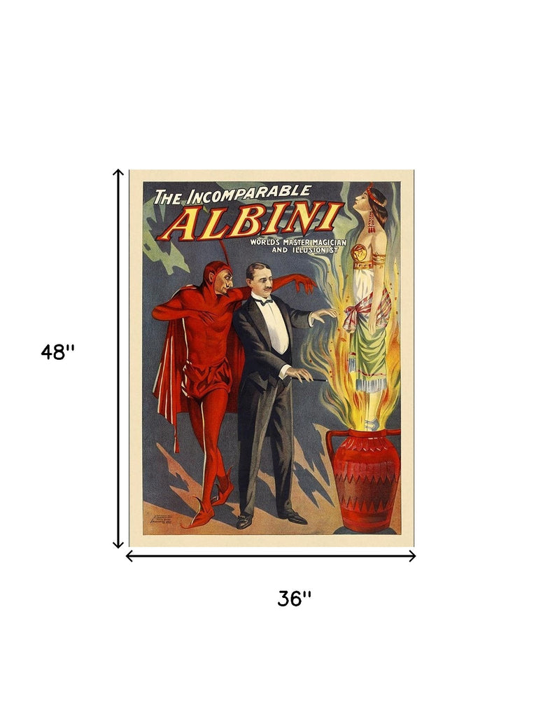 36" X 48" The Incomparable Albini Vintage Magic Poster Wall Art