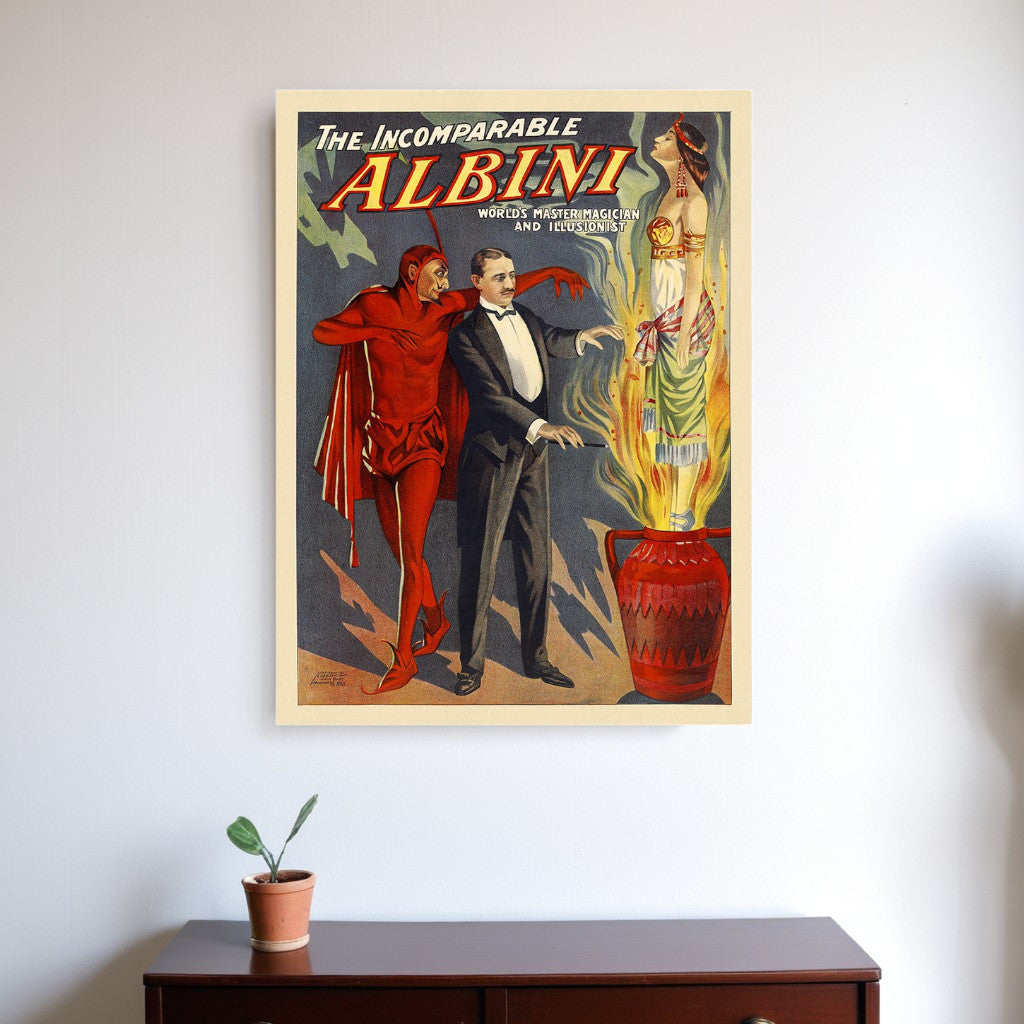 36" X 48" The Incomparable Albini Vintage Magic Poster Wall Art