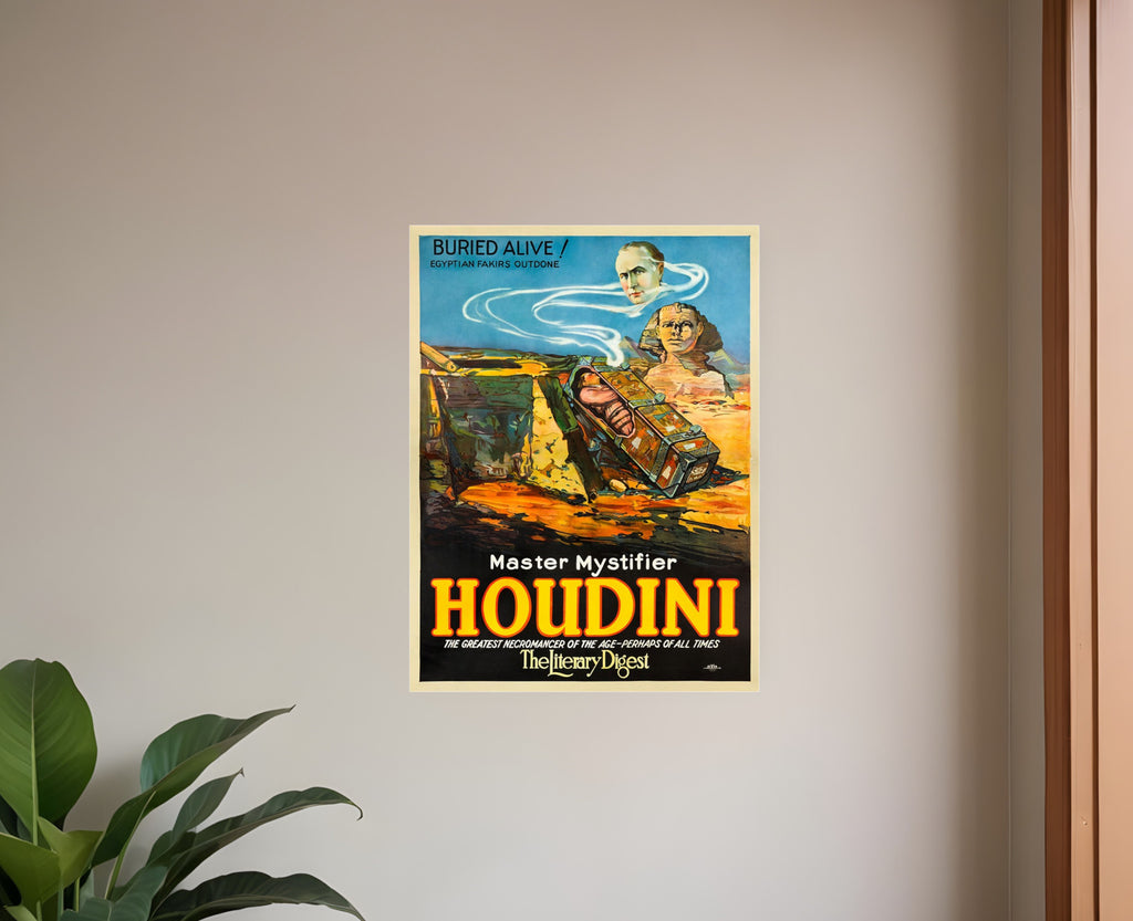 Master Mystifier Houdini Vintage Magic Unframed Print Wall Art