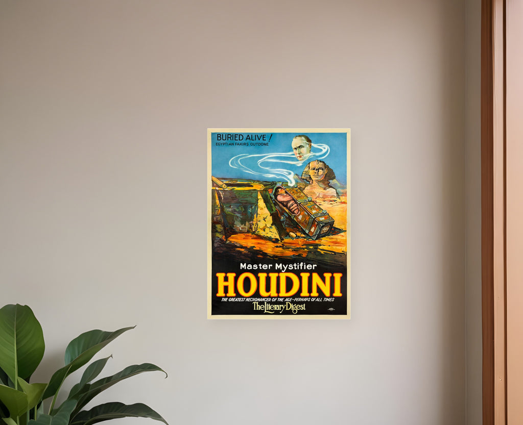 Master Mystifier Houdini Vintage Magic Unframed Print Wall Art