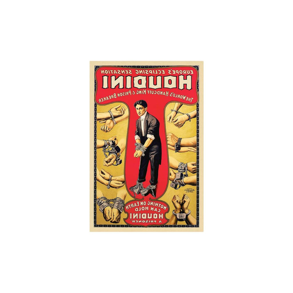 24" X 36" Houdini Handcuff King Vintage Magic Poster Wall Art