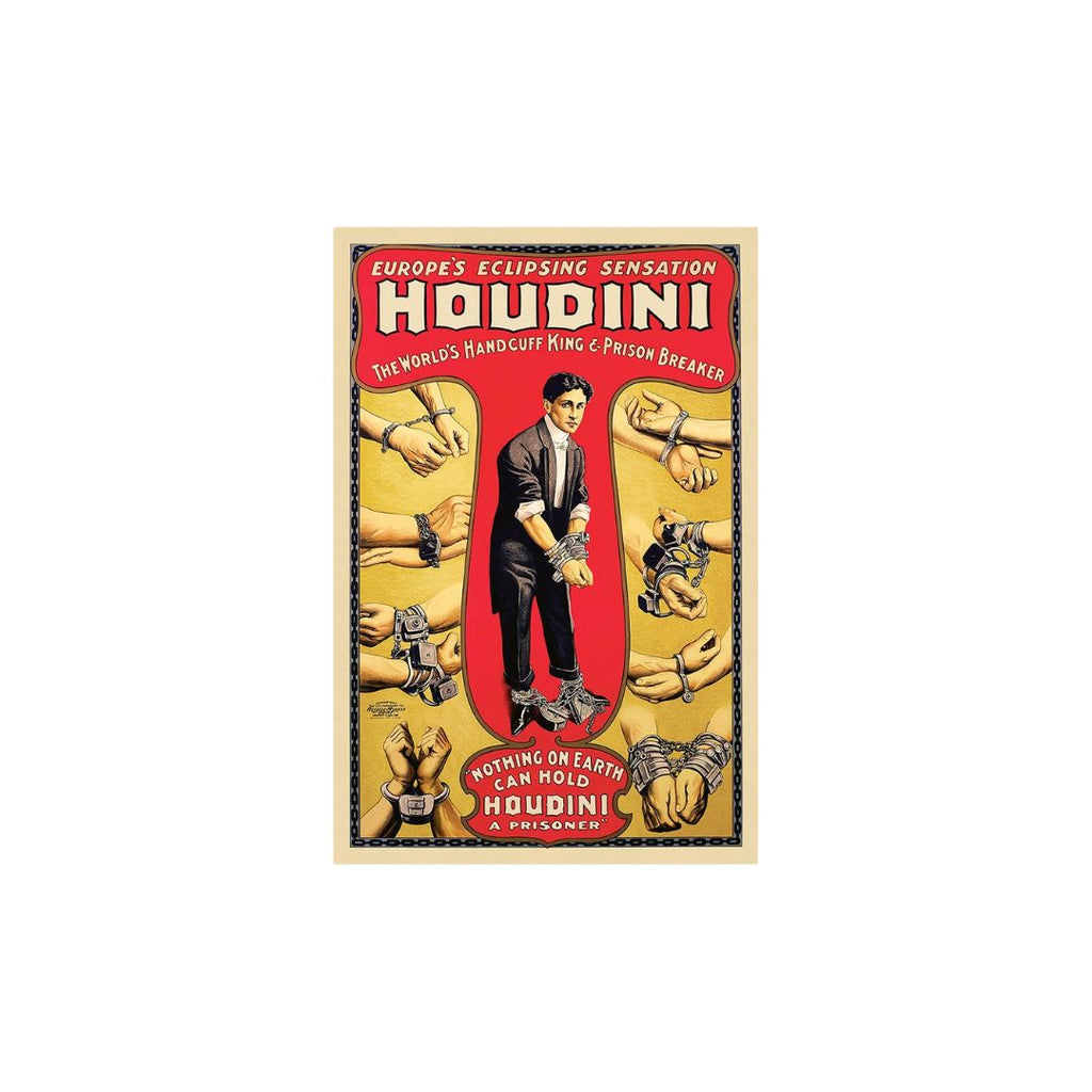 24" X 36" Houdini Handcuff King Vintage Magic Poster Wall Art