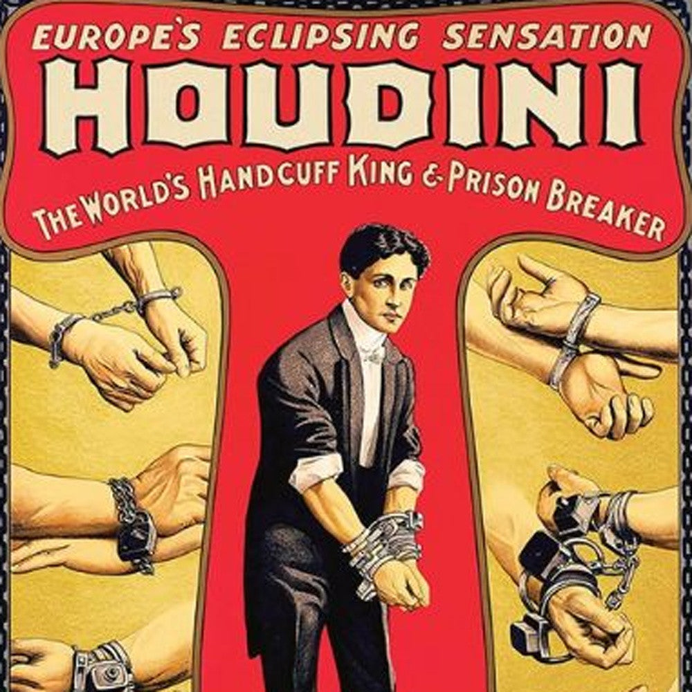 24" X 36" Houdini Handcuff King Vintage Magic Poster Wall Art