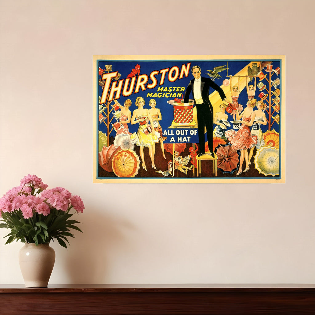 Thurston Out Of A Hat Vintage Magic Unframed Print Wall Art