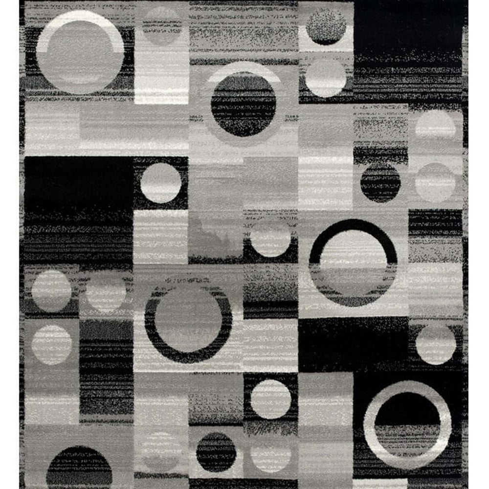 10' Gray Abstract Power Loom Runner Rug