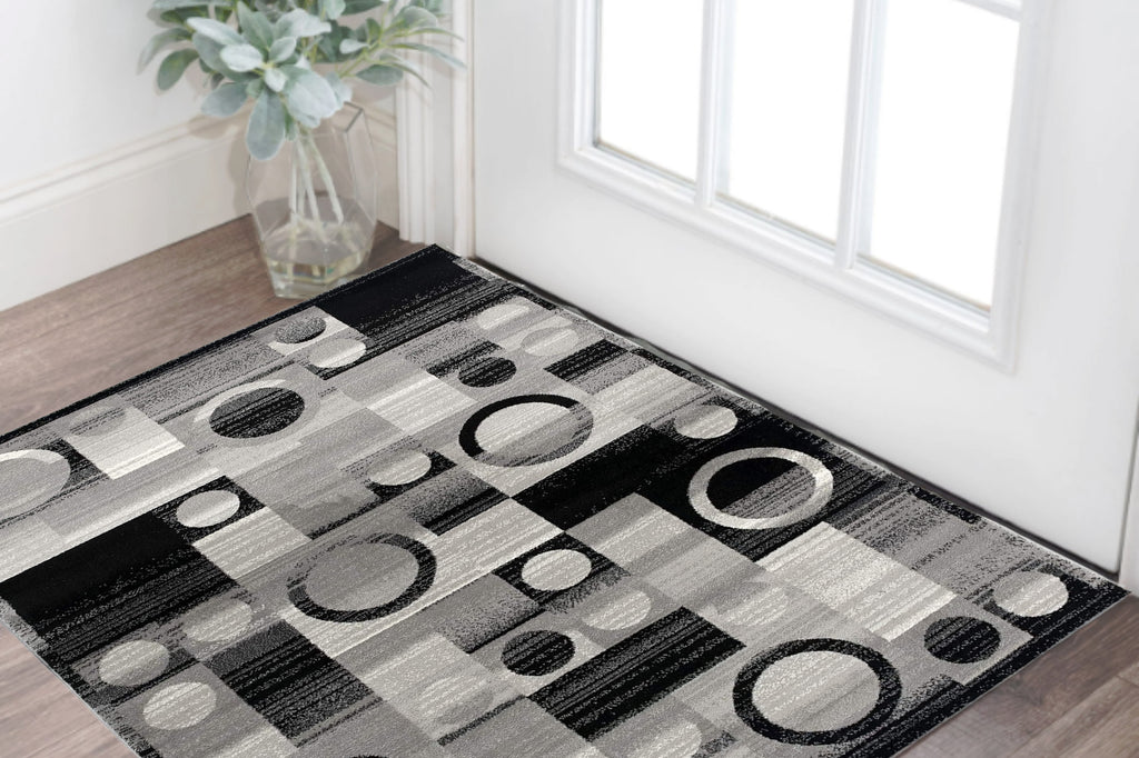 10' Gray Abstract Power Loom Runner Rug