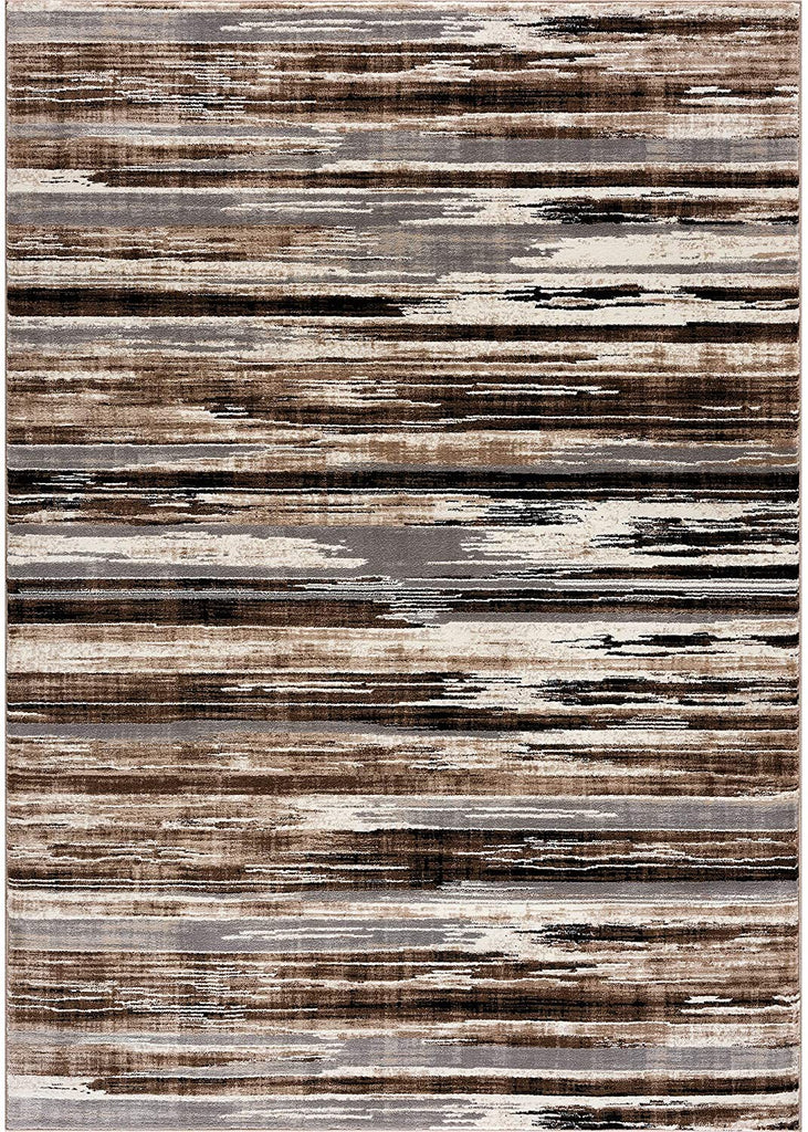 10' Beige Brown and Gray Abstract Runner Rug