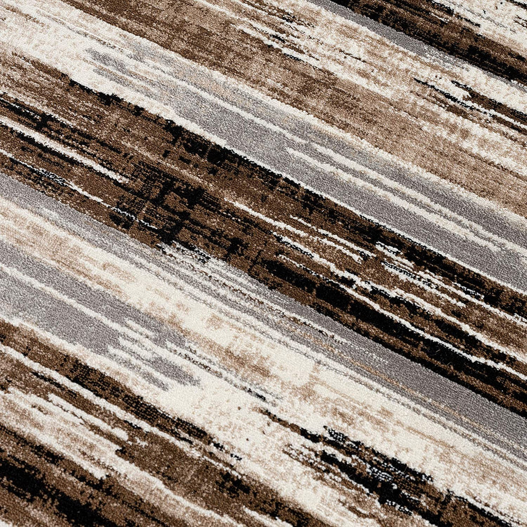 10' Beige Brown and Gray Abstract Runner Rug