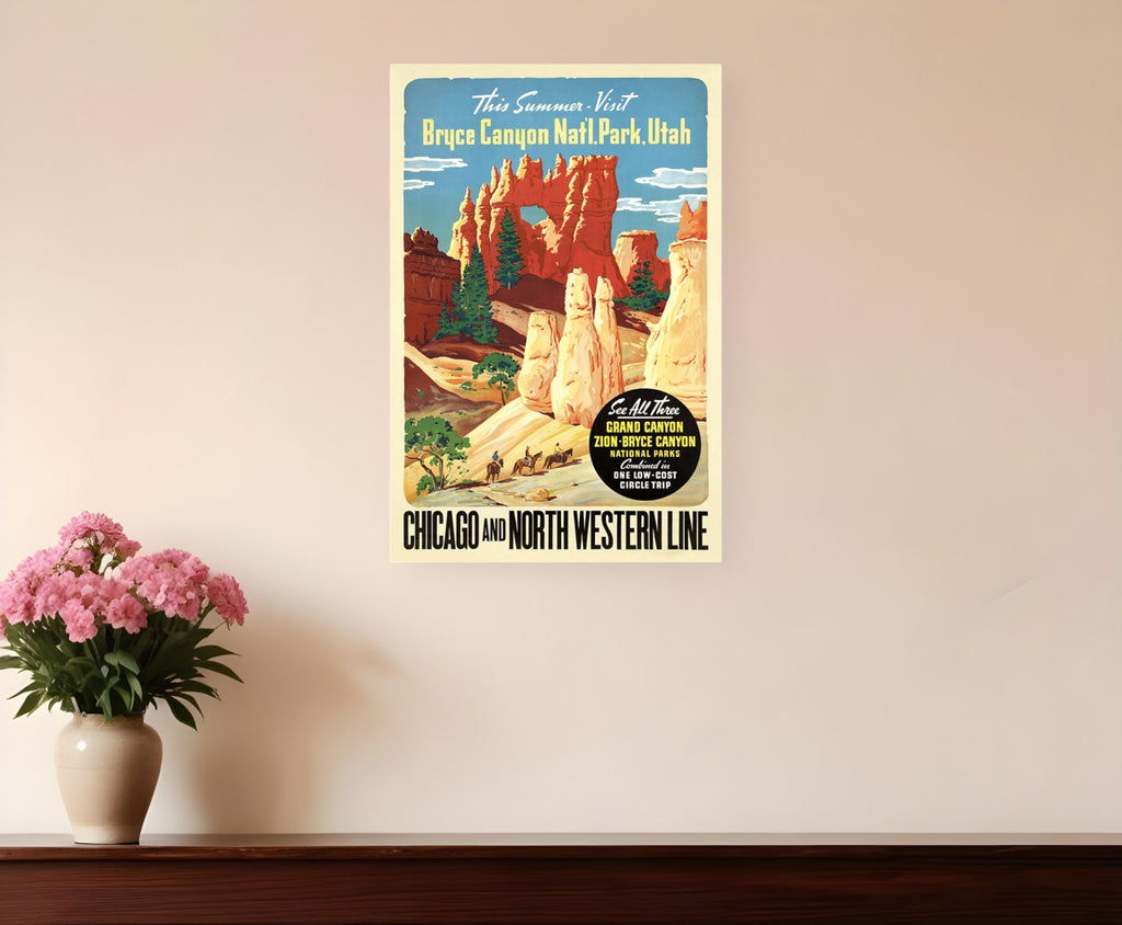 Vintage 1950s Bryce Canyon National Park Unframed Print Wall Art