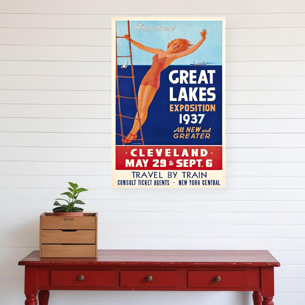 24" X 36" Great Lakes 1937 Vintage Travel Poster Wall Art