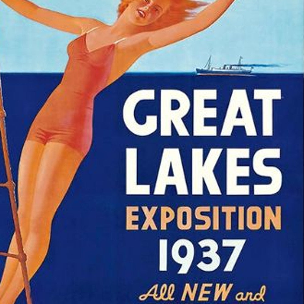 24" X 36" Great Lakes 1937 Vintage Travel Poster Wall Art